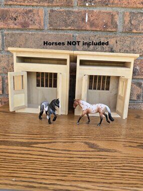 Vintage 2012 Real Wood Toy Horse Stalls – Fits Schleich & Breyer Stablemates